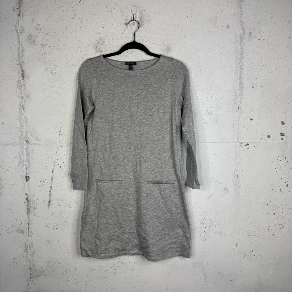 Eileen Fisher Sleeve Gray Fleece Sweater Dress Petite Small